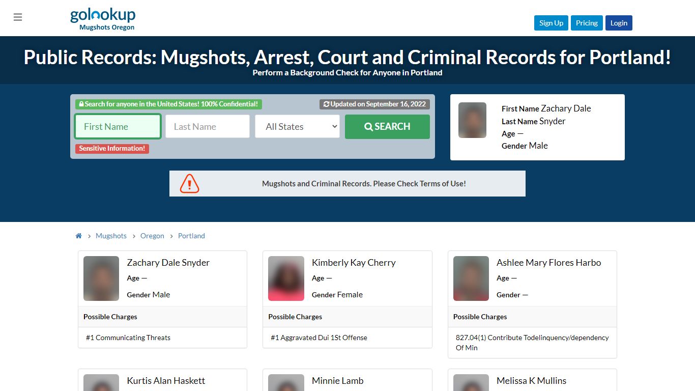 Mugshots Portland, Arrest Records Portland - GoLookUp